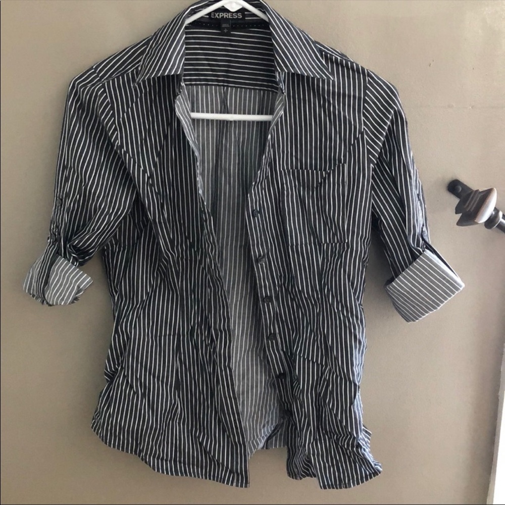 Express striped button up